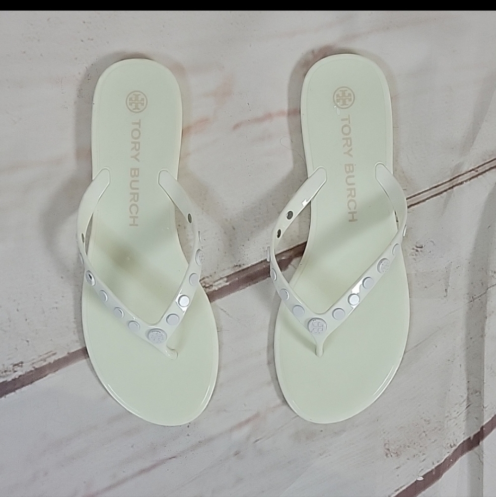 -Tory Burch Studded Jelly Flip Flops Size 8